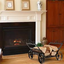 Firewood Rack Decorative Rustproof Steel Fireplace Log Holder With Wheels