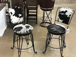 Cowhide Barstools In Wrought Iron