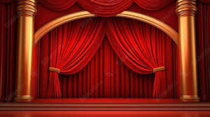 glamorous red theater curtain with 3d