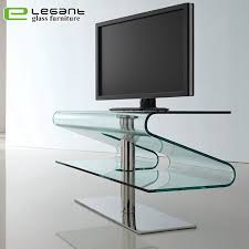 Modern Bent Glass Tv Stand With