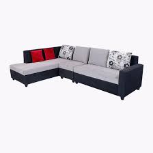 l shape fabric sofa set black grey
