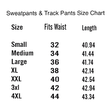 Track Pants And Sweatpants Size Chart