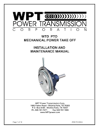 Wtd Pto Mechanical Power Take Off Installation And
