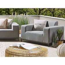 Set Of 2 Garden Armchairs Grey Fabric