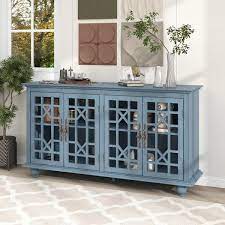 Urtr Teal Blue Wood Storage Cabinet