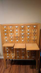 Antique oak card catalog file cabinet 18 drawer brass pulls wood organizer box. Vintage Library Card Catalog For Sale In Nashua Nh Offerup