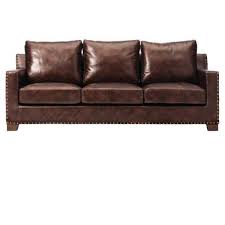 Home Decorators Collection Garrison 82 In Brown Faux Leather 3 Seater Sofa With Removable Covers 1600400820 The Home Depot