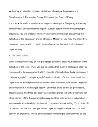 calam eacute o five paragraph persuasive essay critique of the form of essay 