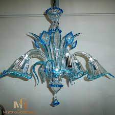 Light Blue Glass Chandelier Official