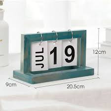 Practical Wooden Flip Chart Perpetual Calendar Desktop Calendar Decor Blue Ebay