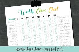 Weekly Chore Chart Editable Pdf Kids Chore Chart
