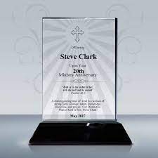 Engraved anniversary plaques are great gifts for couples celebrating milestone anniversaries, or something to buy together as a couple to cherish special moments forever. Pastor Anniversary Gift Rectangular Plaque 018 Goodcount Awards Custom Engraved Crystal Awards Plaques