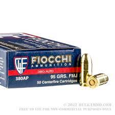 50 Rounds of Bulk .380 ACP Ammo by Fiocchi - 95gr FMJ