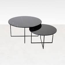 Round Marble Coffee Table Set Dark