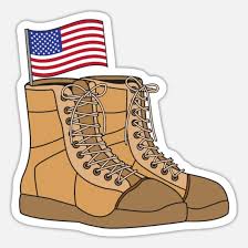 combat boots with flag sticker