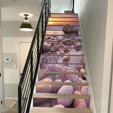 3d Nature Seaside Stones Poster Stair