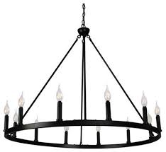 Canyon Home 12 Light Chandelier Wagon Wheel 37 Wide Matte Black Steel Transitional Chandeliers By Virventures