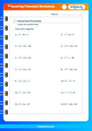 Factoring Trinomials Worksheets