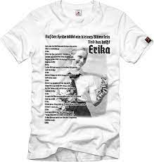 Erika Marschlied Lied Auf der Heide blüht EIN kleines Blümelein  T-Shirt#37812, Größe:S, Farbe:Weiß : Amazon.de: Fashion