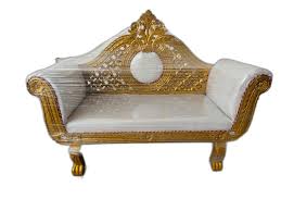 white and golden leather wedding sofa