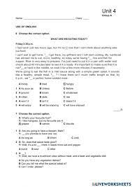 Focus 3 Unit 4 Test worksheet