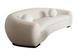 plush boucle fabric curved sofa art