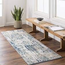 dark blue indoor abstract runner rug