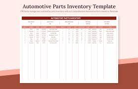 automotive parts inventory template in
