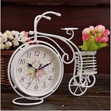 Vintage Bicycle Table Clock With Holder