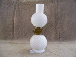 270 White Milk Glass Hobnail Oil Lamp