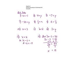 Algebra I Solving Equations Worksheet