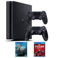 Bộ máy chơi game PS4 Slim 1TB CUH-2218B kèm 2 tay bấm + 2 đĩa game God Of  War, Spider Man - Playstation Hàng chính hãng