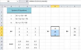 system of equations in excel