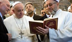 Image result for pope francis kissing koran