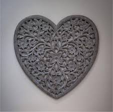 Grey Wooden Heart Panel Extra Large