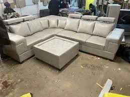 Wooden Modern Gray L Shaped Sofa Set