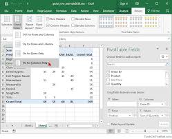 remove row grand totals in a pivot table