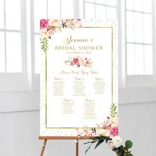 Bridal Shower Seating Chart By Table Seating Plan Various Sizes Vintage Personalized Floral Options Pdf And Jpg Files