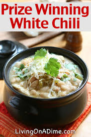White chicken chili is the easy weeknight recipe you need from delish.com. Prize Winning Best White Chili Recipe Living On A Dime To Grow Rich White Chili Recipe White Chili Recipes