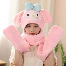 Kuromi bufanda con capucha My Melody para mujer, conjunto de 3 unids/set de  guantes de dibujos animados para otoño e invierno, cálida, Cinnamoroll  Kittys|Cine y TV| - AliExpress