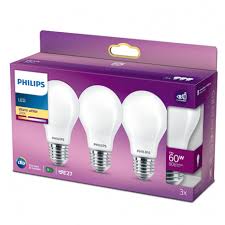 pack 3 light bulb led philips e27 a60