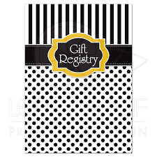 Black White And Yellow Polka Dots And Striped Gift Registry Enclosure Card