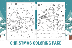 christmas coloring page santa sleigh
