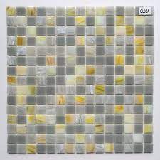 Stained Gray Yellow Glass Mosaic Wall