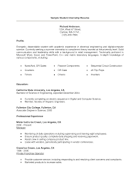 College Student Resume For Internship Example Engineering