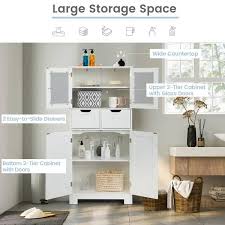 Costway White Bathroom Floor Storage