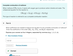 Solved Complete Combustion Of Methane