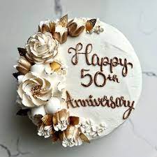 Golden Wedding Anniversary Cakes To Order gambar png