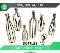3d Bottles Laser Cut Design Svg Plan Of