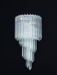 Elegant Cascading Murano Glass Prism Wall Chandelier Italian Lighting Center